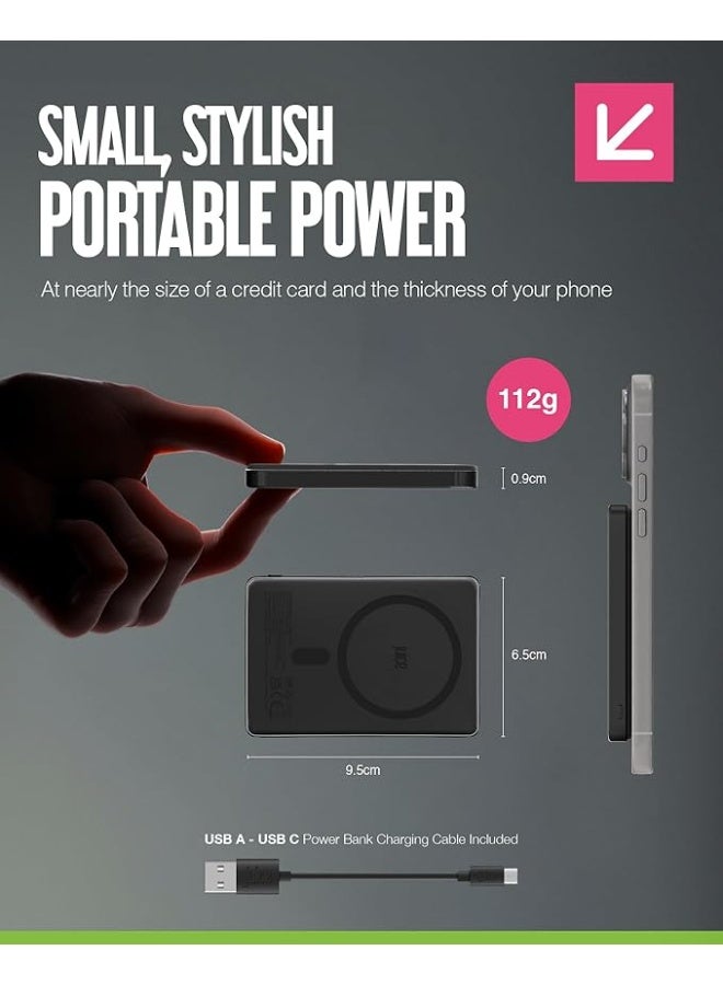 جوس بنك طاقة لاسلكي مغناطيسي Juice Slim بسعة 5000 مللي أمبير/ساعة - شحن لاسلكي بقوة 15 وات، شحن سريع USB-C، بطارية محمولة لأجهزة iPhone وأجهزة Qi - أسود - Image 5